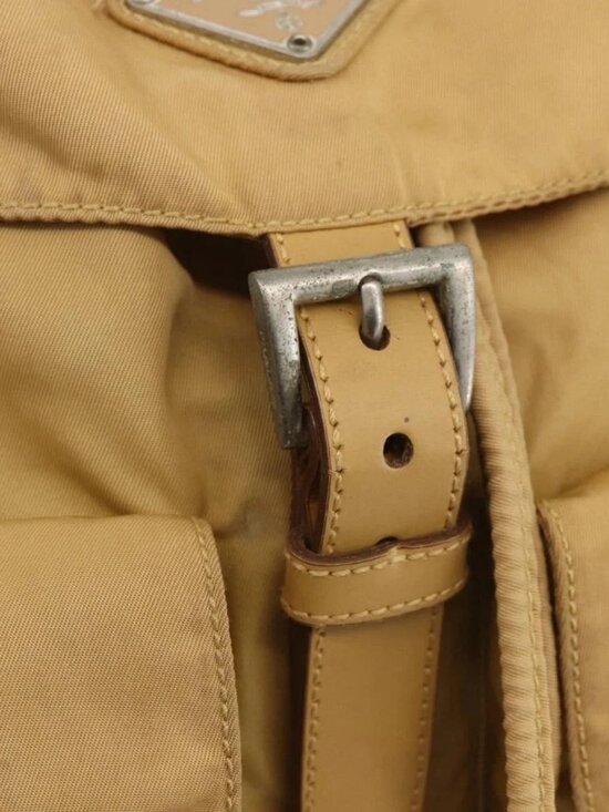 PRADA Backpack Nylon Beige Silver Auth 164263 main image 11